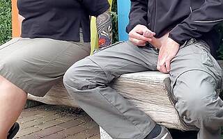 Motherinlaw Cum for me in the park on a bench